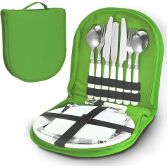 Campingbesteck-Set, tragbares Picknickzubehör, Küchenutensilien-Set, 13-in-1 multifunktionales Besteck mit wasserdichter Aufbewahrungstasche für drinnen oder draußen, Camping, Picknick, Wandern (grün)