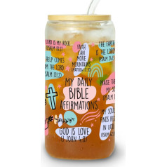 Christliche Geschenke für Frauen, My Daily Bible Affirmations Eiskaffeetasse, religiöser Glaube, spirituelle katholische Jesus-Geschenke für Frauen, Bibelgeburtstagsgeschenke, christlicher Trinkbecher