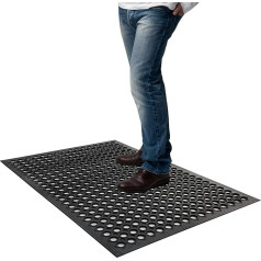 Rainmae Non-Slip Rubber Mat, 60 x 90 cm, Black, Dirt Trapper Mat, Rubber Doormat, Can Be Cut to Size, Honeycomb Mat with Hole Pattern, Suitable for Indoor and Outdoor Use