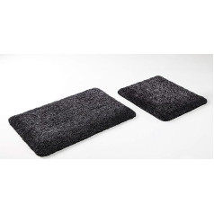 Goodway Bahama 2-Piece Bath Mat Set, Black, Grey Mottled, Microfibre, Super Soft, Non-Slip, Machine Washable