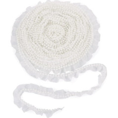 Cheriswelry 9.14m Pearl Lace Trim Ruffled Beaded Trimming Lace Ribbon 25mm Sew On Applique for DIY Wreath Hat Hair Ties Clothing Dress Embellishment