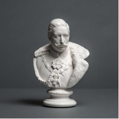 Kaiser Wilhelm II Sculpture Made of High-Quality Zellan, Handmade, Made in Germany, Bust in White, 18 cm