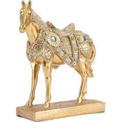 Cyrank Golden Horse Statues Decoration, Rustic Engraved Horse, Standing Statue, Decoration, Gift For Desktop Resin, Horse Statues, Ornament Decorative