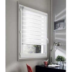 MADECOSTORE Day and Night Roller Blind with Matching Chain No Drilling Required - White - L 56 x H 190cm