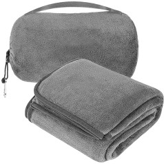 Travel Blanket Pillow 2 in 1, Travel Blanket and Pillow in One, Travel Pillow Aeroplane, Travel Blanket for Men & Women, Soft Flannel, Plane Throw Blankets, for Aeroplane & Car, Camping, Offices
