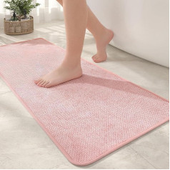 COLOR&GEOMETRY Non-Slip Bath Mat, 44 x 120 cm, Soft Bath Mat, Non-Slip Washable, Imitation Woven Bathroom Rug, Absorbent Bath Mat for Shower, Bathroom, Bathtub - Pink