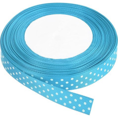 sourcing map 25 Yards 5/8 Inch Sky Blue with White Dots Grosgrain Ribbons Ribbon Decoration for Crafts Gift Wrapping Wedding DIY Handmade