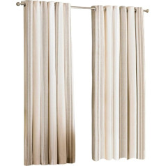 Broadway Stripe Coffee Ring Top Curtains, 168cm x 229cm
