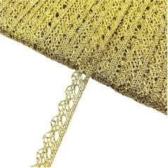 Whakano 2 Yards Spitzenborte Spitzenband,Dekoband,Verzierung Spitzenbesatz,Band für DIY Nähen Handwerk,Kleidung,Hochzeitskleid,Blumensträuße,Kopfbedeckung,Vorhänge Dekoration,H,breit 1cm,Gold