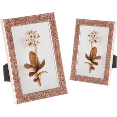 sourcing map Home 2 Pack 4x6 Glitter Photo Frame with Decor - Sparkling Frames for Wall or Table - Pink