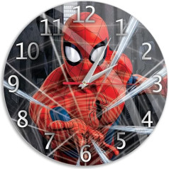 ERT GROUP Original and Officially Licensed Marvel Wall Clock Glossy Spider Man 001 Marvel Black Quiet, Unique Design, Painted Metal Hands, 30.5 cm (12