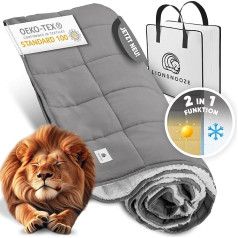Lionsnooze Weighted Blanket Therapy Blanket (9 kg) 155 x 220 cm Heavy Blanket for Restful Sleep 2-in-1 Cuddly Blanket Bamboo Fibre Hypoallergenic with Glass Beads