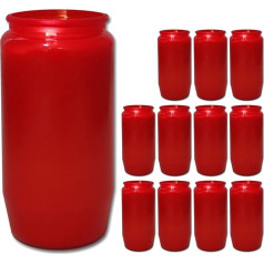 hibuy 12 x Grave Candles, Grave Light, Mourning Light No. 7/14 x 6 cm, Red, Composition Oil Light for Grave Lanterns