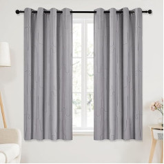 Deconovo Blackout curtain opaque curtains with eyelets for the children's room, morning haze designer pattern, sun protection, environmentally friendly, pure, 175 x 140 cm (height x width), light