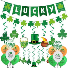 St Patrick's Day Banner Party Decorations - 57 Pieces Shamrock Garland St. Patrick's Day Decorations Irish Party Decor Spring Holiday Accessories Wall Decorations with Lucky Banner