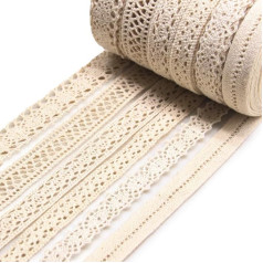 Jamsinmu Lace Ribbon 27 Metres Vintage Lace Ribbon for Bridal Wedding Decoration Christmas Package Scrapbooking Gift Box Beige 02