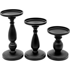 Farm & Ranch Set of 3 Black Metal Candle Holders Column Decorative Holder for Wedding Decoration Dining Table Decoration