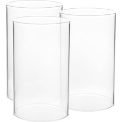 Happyyami 3 Stück offene Enden Hurricane Glas Kerzenhalter Tube Schatten Hurricane Kerzenhalter Glas Kerze Schornstein Kerzenhalter Tube Schatten Glas Zylinder Kerze Tube