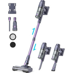 MIUZZY Cordless Vacuum Cleaner with up to 50 Minutes Running Time, Anti-Tangle Brush, LED Display, Wireless Vacuum Cleaner for Hard Floors, Carpet, Pet Hair