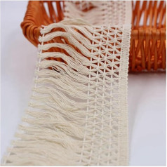 Yurosiay 1 Yard Beige Fringe Trim Cotton 10 cm Wide Tassel Border Vintage Crochet Tassel Lace Ribbon Fringe Tassel Trim Fringe Trim Fringe Trim for Sewing Craft Costumes Curtain Decoration
