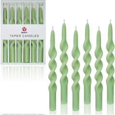 Gedengni Candle Holder Spiral Cone Candles, 25 Inch Spiral Candle Holder, Pack of 4, Unscented Candles, Coloured Candle Sticks, Twisted Dinner Candles (1D6P-Green, 25 cm Spiral Candles)