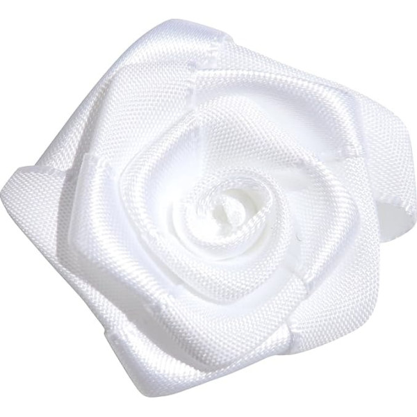 Pimp My Shoes 3,8 cm Farbige Satin-Bänder in Rosen-/Blumenform, hochzeitsdekoration, für Scrapbooking Nähen, zum Festkleben auf Beatz/Bastelprojekten/Haarschmuck, 5 Stück, Textil, multi, Weiß