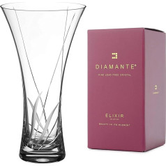 DIAMANTE Hollow Side Vase 'Meadow' Crystal Trumpet Vase - Lead Free Crystal Glass (25cm)