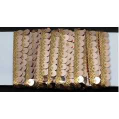 Trimming Shop 4 Meters Rose Gold 13mm Wide Mirror Lace Ribbon Decorative Border Applique Sewing Craft Embellishment Wedding Dresses Fashion Clothes