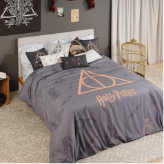 BELUM Harry Potter Duvet Cover Deathly Hallows Duvet Cover with Buttons 100% Cotton Duvet Cover (Bed 135/140 cm (220 x 240 cm)
