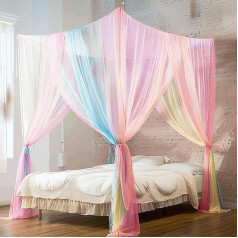 HanYun Mosquito Net Bed Rainbow Mosquito Net 250 x 220 x 200 cm Mosquito Net Bed Mosquito Net Outdoor Mosquito Net Travel for Canopy Bed Curtains Balcony Camping Fine Mesh Indoor and Outdoor Use