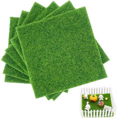 FINEASY Pack of 6 Artificial Grass Miniature Garden 15 x 15 cm, Artificial Moss Miniature Garden Decoration, Artificial Grass Tiles, Artificial Lawn for Patio, Garden, Dollhouse and Crafts