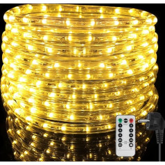 kefflum 14 m LED Light Tube Outdoor with Remote Control Memory Function 504 LEDs Light Tubes Outdoor Warm White with 6 Modes Brightness Dimmable Timer Waterproof IP65 LED Light Tube