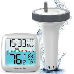 Newentor Wireless Pool Thermometer – Upgraded IPX8 Waterproof, Floatable – Improved Antennas – Turbo for 100 m Range through Walls – Ideal for Pool, Whirlpool and Aquarium