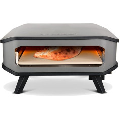 cozze - 90346 17 Inch Gas Pizza Oven | Pizza Oven with Pizza Stone | Gas Grill up to 400° | with 42.50 x 42.50 cm Pizza Stone | Suitable for Patio, Balcony and Garden | 8 kW, Black