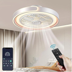 ASJK Ceiling Light with Fan, Silent Ceiling Fan with Lighting, App and Remote Control, 72W 7200LM Dimmable for Living Room, Bedroom, Dining Room, 6 Gang Timer, White