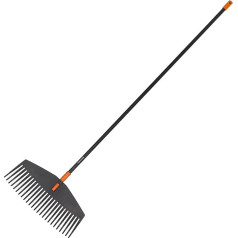 Fiskars 1003465 Leaf Rake 25 Prongs Length 175 cm Width 52 cm Plastic Prongs Aluminium Handle Black/Orange L Solid