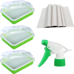 USYSGT Germination Trays with Lids, 3 Pieces Germination Containers for Germination Seeds, Plastic, Large Capacity, BPA Free, Hydroponic Growing