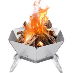 Camping Fire Pit, Outdoor Wood Burns BBQ Grill Fire Pit Bowl with Carry Bag, 430 Stainless Steel Portable Campfire Pit for Backyard Campfire Patio Picnic