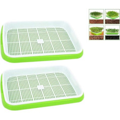 LVPY Seed Sprouter Tray BPA-Free Nursery Tray for Seedlings Wheat Grasser Planter Hydroponics Seed Germination Tray for Garden Home Office Green + White Pack of 2