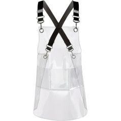 Blogiiup Plastic Aprons, Hairdressing Apron, Clear Hairdresser Apron with Pockets, Waterproof TPU Hairdressing Apron Oil, Oil Sealant, Cross-Back Adjustable Transparent Plastic Aprons, clear