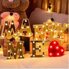 Marry Me LED Letters, Battery Operated, 16 x 14.5 x 3 Marry Me Luminous Letters for Romantic Home Decoration, Wedding, Marriage Proposal, Engagement, Birthday, Party Decoration