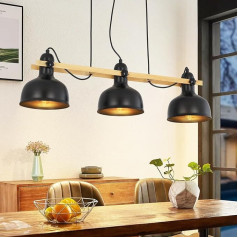 GBLY Pendant Lamp Vintage Pendant Light Dining Table 3-Bulb Pendant Light Black Retro Dining Room Lamp Industrial E27 Lamp Socket Max. 40 W Iron Dining Table Lamp for Living Room Bedroom Kitchen