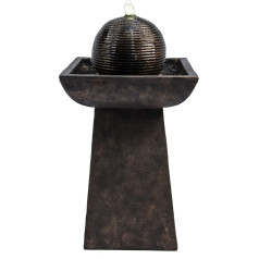 Teamson Home Garden Water Feature & Lights, Outdoor Ball Ball, Modern Water Fountain, Indoor Base, Cascading Waterfall, Ornament & Pump, Patio Decoration, 37.0 x 37.0 x 67 cm