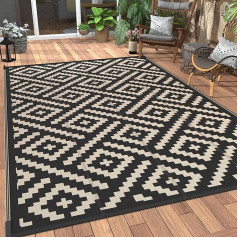 sarben Plastic Straw Rug 5x8 ft Lightweight Waterproof Reversible RV Camping Mat for Patio Deck Black and Beige