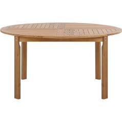 Tolve Garden Table Light Acacia Wood Round with Opening for Parasol