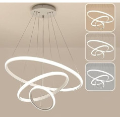 Modern 76 W LED Chandelier, Creative 3 Ring Pendant Lamp with Height-Adjustable Pendant Light, with Remote Control, Dimmable 3000 K - 6000 K, Living Room Chandelier, Bedroom, Dining Room Pendant Light