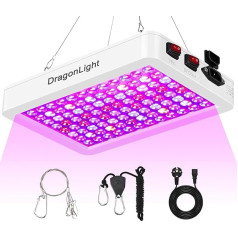 DragonLight BW1000 Plant Lamp LED Full Spectrum with UV IR, Double Chips LED Grow Lamp with 3 Metre Cable for Greenhouse and Indoor Plants Vegetables and Flower Growing [White]