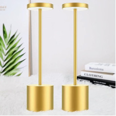 bravzurg Pack of 2 LED Table Lamps, Wireless, 5000 mAh Battery Table Lamp, Dimmable, Aluminium, 3 Colour Temperatures, Rechargeable Touch Table Lamps for Outdoor, Indoor, Bedside, Dining Table, Patio,