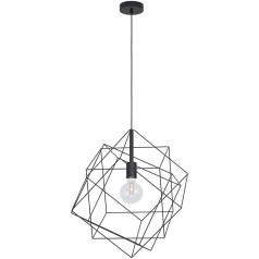 EGLO Straiton Pendant Light, 1-Bulb Pendant Lamp, Vintage, Industrial, Steel Pendant Light in Black, Dining Table Lamp, Living Room Lamp, Hanging with E27 Socket, Diameter 51.5 cm