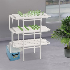 OMGGYER Hydroponic System Aeroponic Tower Hydroponic Grow Kit, 3-Layer PVC Hydroponic Tower with 108 Holes, 12 Tubes, Earthless Hydroponic Growing System for Water Culture Vegetables Flowers